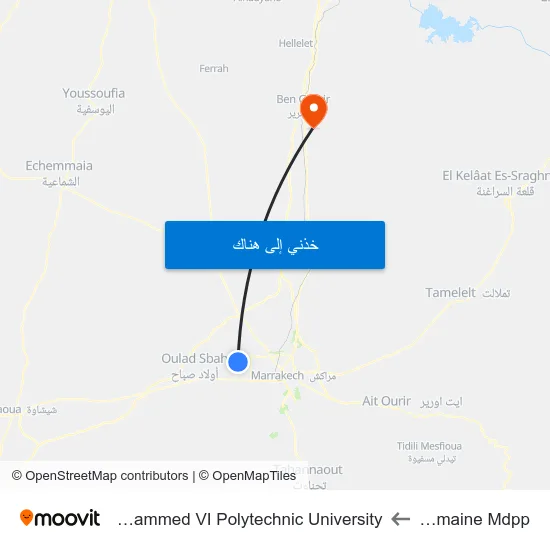 Domaine Mdpp to Mohammed VI Polytechnic University map