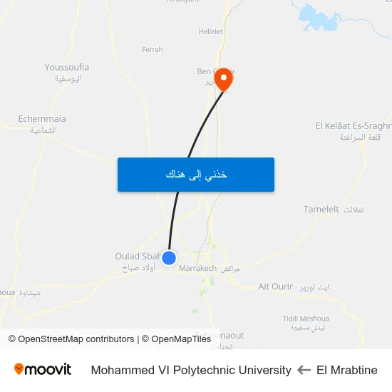 El Mrabtine to Mohammed VI Polytechnic University map