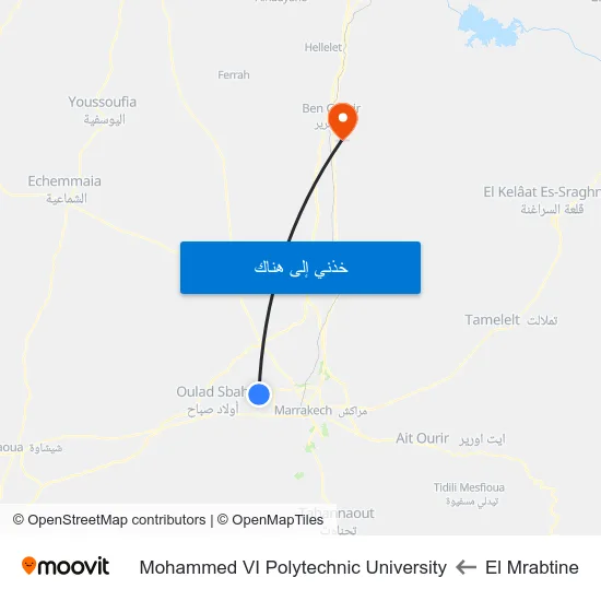 El Mrabtine to Mohammed VI Polytechnic University map