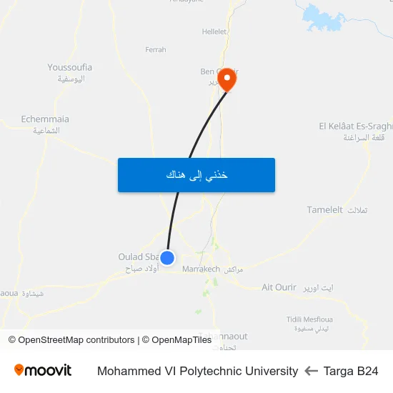 Targa B24 to Mohammed VI Polytechnic University map