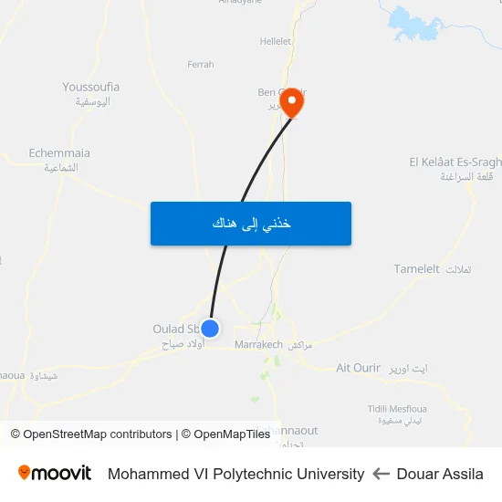 Douar Assila to Mohammed VI Polytechnic University map