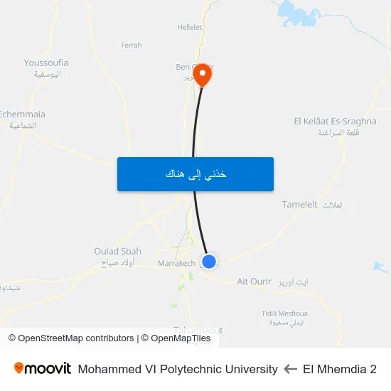 El Mhemdia 2 to Mohammed VI Polytechnic University map