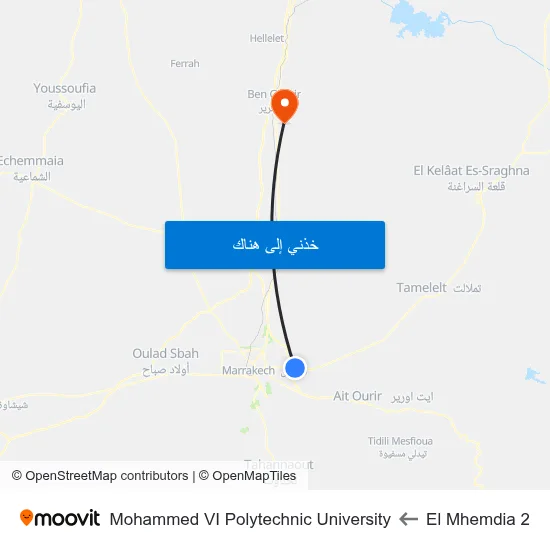 El Mhemdia 2 to Mohammed VI Polytechnic University map