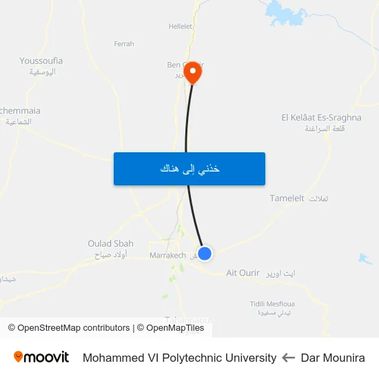 Dar Mounira to Mohammed VI Polytechnic University map