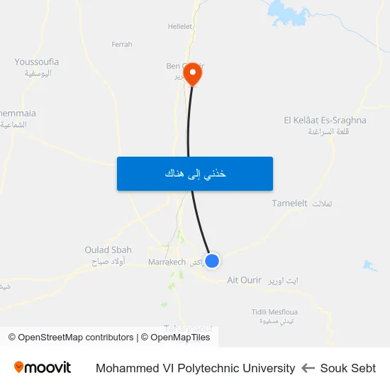 Souk Sebt to Mohammed VI Polytechnic University map