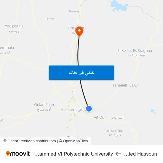 Ouled Hassoun to Mohammed VI Polytechnic University map