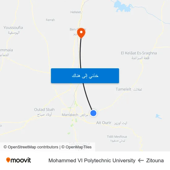 Zitouna to Mohammed VI Polytechnic University map