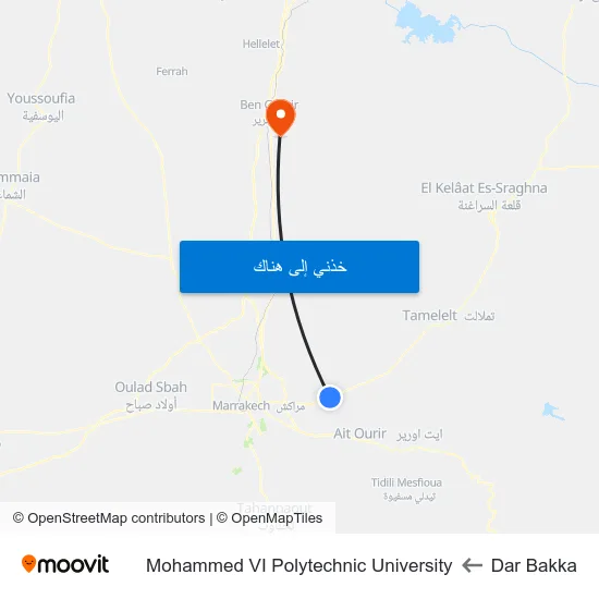 Dar Bakka to Mohammed VI Polytechnic University map