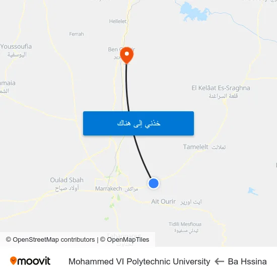 Ba Hssina to Mohammed VI Polytechnic University map