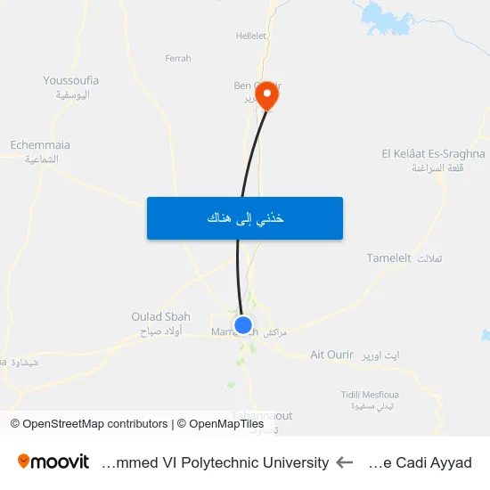Lycée Cadi Ayyad to Mohammed VI Polytechnic University map