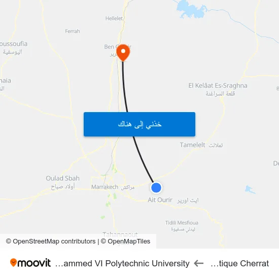 Boutique Cherrat to Mohammed VI Polytechnic University map