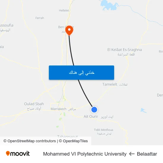 Belaattar to Mohammed VI Polytechnic University map