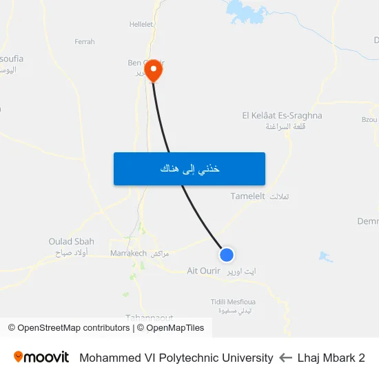 Lhaj Mbark 2 to Mohammed VI Polytechnic University map