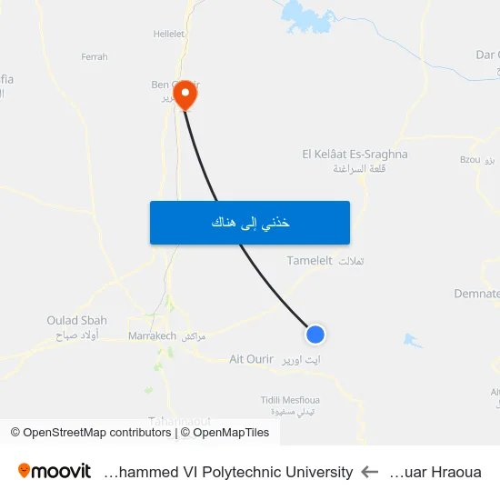 Douar Hraoua to Mohammed VI Polytechnic University map