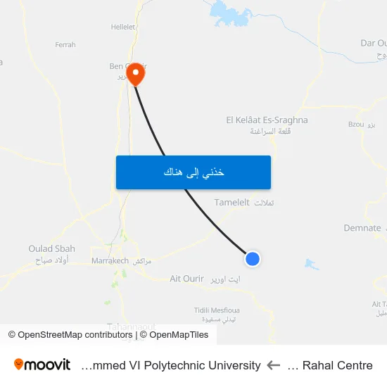 Sidi Rahal Centre to Mohammed VI Polytechnic University map