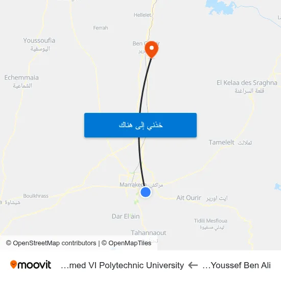 Sidi Youssef Ben Ali to Mohammed VI Polytechnic University map