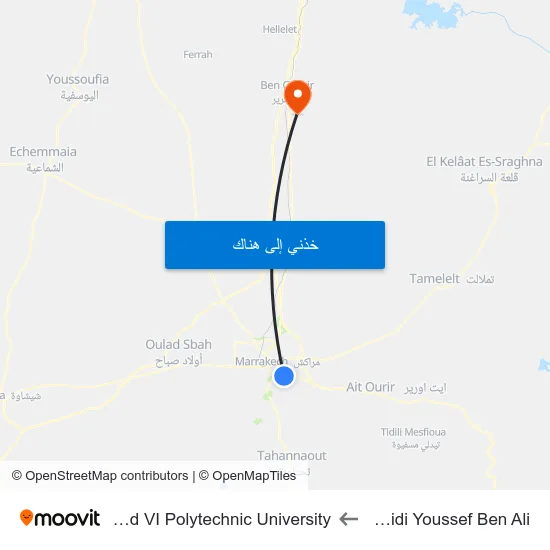 Terrain Sidi Youssef Ben Ali to Mohammed VI Polytechnic University map