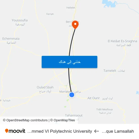Clinique Lamsallah to Mohammed VI Polytechnic University map