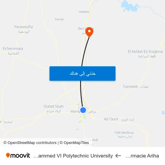 Pharmacie Ariha to Mohammed VI Polytechnic University map