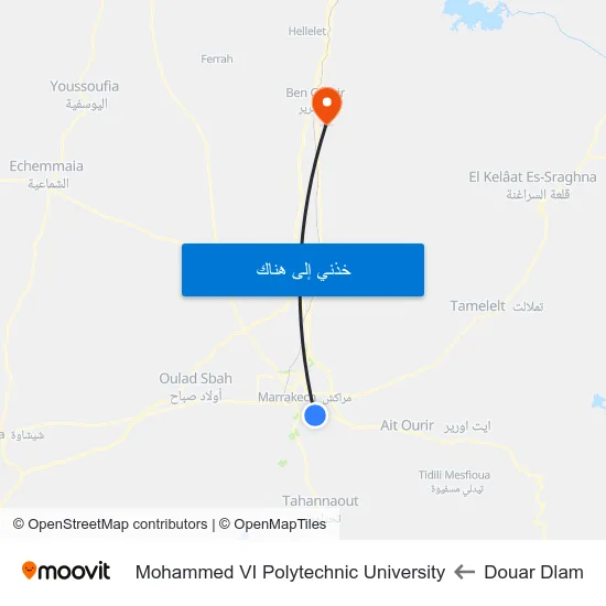 Douar Dlam to Mohammed VI Polytechnic University map