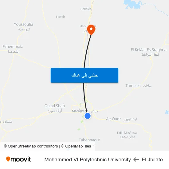 El Jbilate to Mohammed VI Polytechnic University map