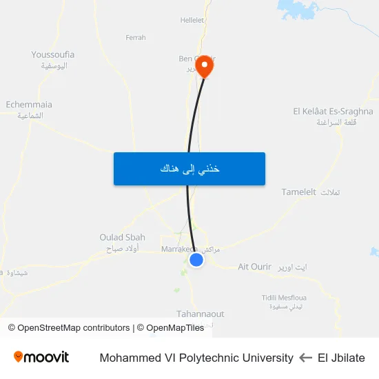 El Jbilate to Mohammed VI Polytechnic University map