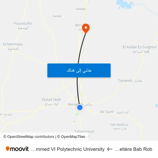 Cimetière Bab Rob to Mohammed VI Polytechnic University map