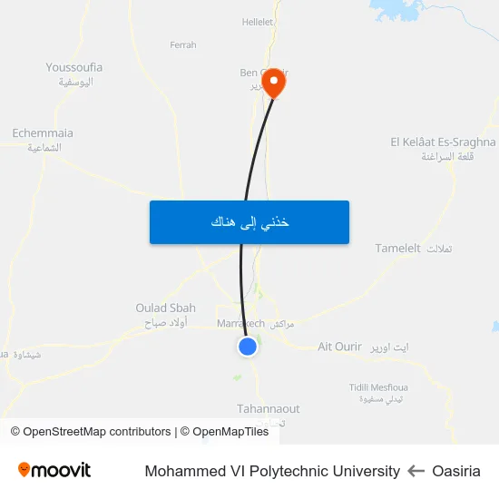 Oasiria to Mohammed VI Polytechnic University map