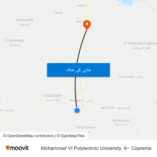 Coprema to Mohammed VI Polytechnic University map