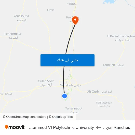 Royal Ranches to Mohammed VI Polytechnic University map