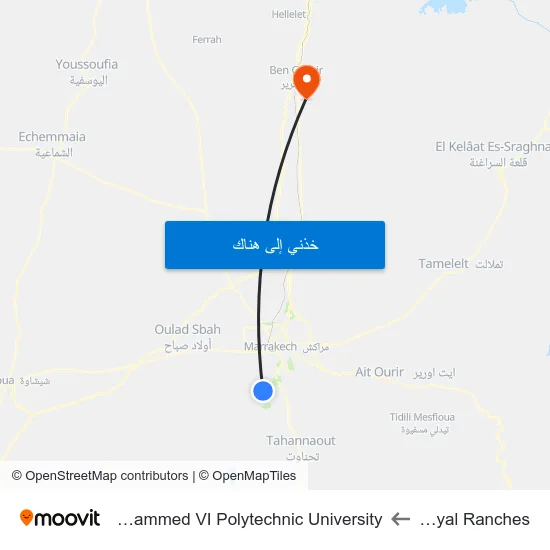 Royal Ranches to Mohammed VI Polytechnic University map