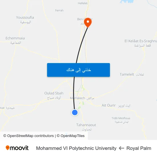 Royal Palm to Mohammed VI Polytechnic University map