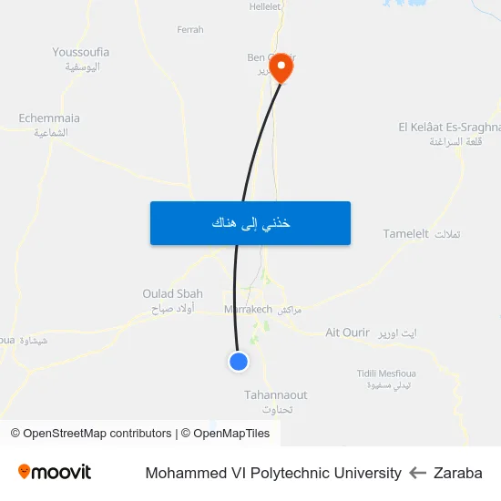 Zaraba to Mohammed VI Polytechnic University map