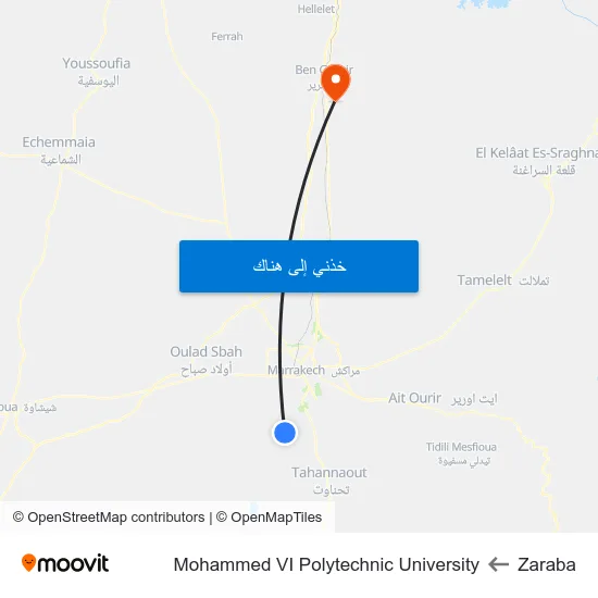 Zaraba to Mohammed VI Polytechnic University map