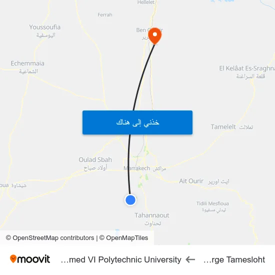 Auberge Tamesloht to Mohammed VI Polytechnic University map