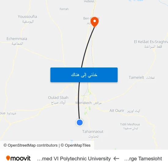 Auberge Tamesloht to Mohammed VI Polytechnic University map