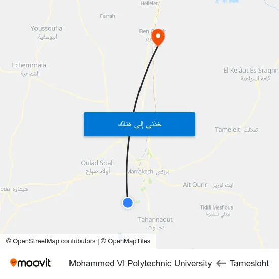 Tamesloht to Mohammed VI Polytechnic University map