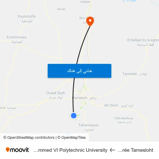 Entrée Tamesloht to Mohammed VI Polytechnic University map