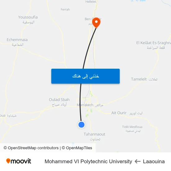 Laaouina to Mohammed VI Polytechnic University map