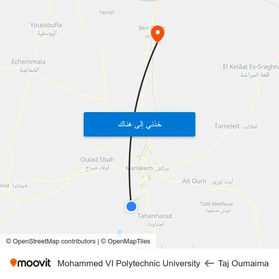 Taj Oumaima to Mohammed VI Polytechnic University map