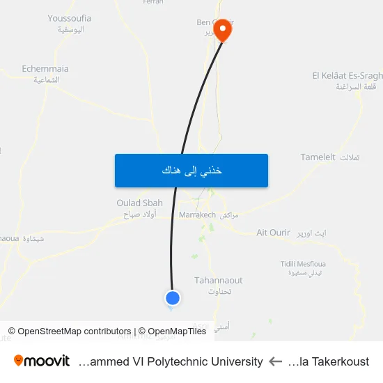 Lalla Takerkoust to Mohammed VI Polytechnic University map