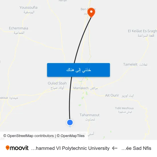 Lycée Sad Nfis to Mohammed VI Polytechnic University map