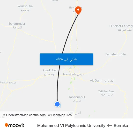Berraka to Mohammed VI Polytechnic University map