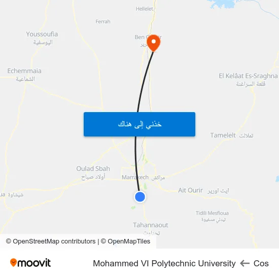 Cos to Mohammed VI Polytechnic University map