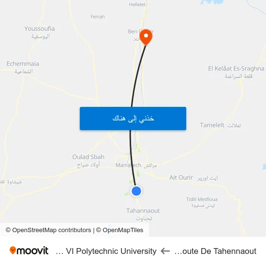 Zaraba Route De Tahennaout to Mohammed VI Polytechnic University map