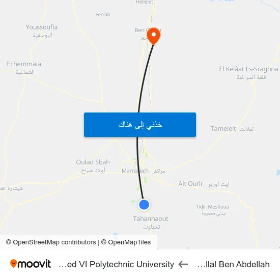 Ecole Allal Ben Abdellah to Mohammed VI Polytechnic University map