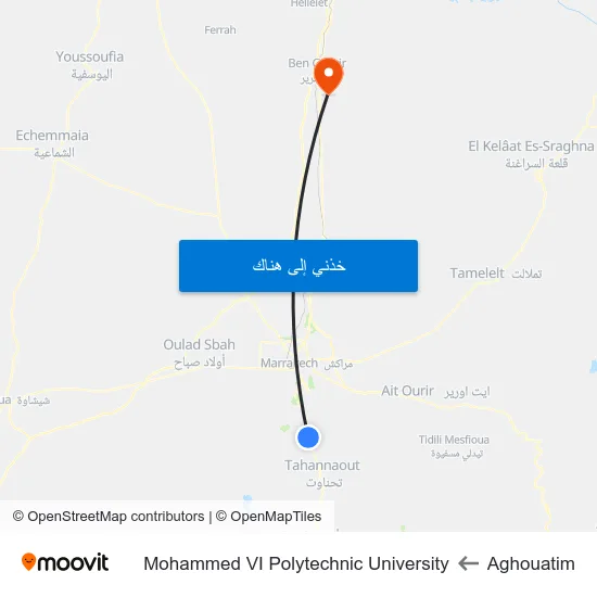 Aghouatim to Mohammed VI Polytechnic University map