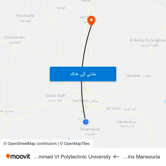 Jardins Mansouria to Mohammed VI Polytechnic University map