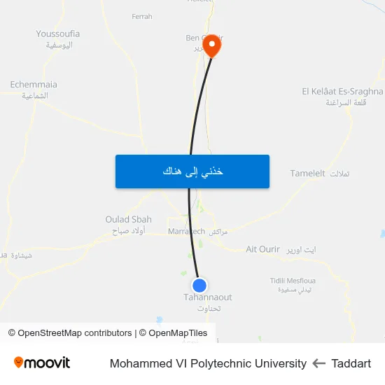 Taddart to Mohammed VI Polytechnic University map