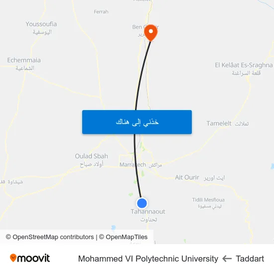 Taddart to Mohammed VI Polytechnic University map